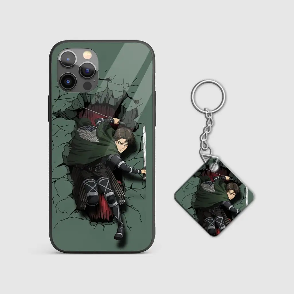 CaptainLeviScoutGlassPhoneCaseWithKeychain CaptainLeviScoutGlassPhoneCaseWithKeychain