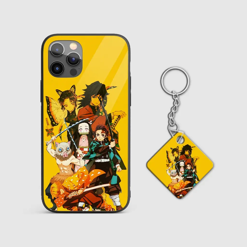 DemonSlayerYellowSquadGlassPhoneCaseWithKeychain DemonSlayerYellowSquadGlassPhoneCaseWithKeychain