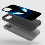 Glowing Blue Eyes Silicone Armored Phone Case Front View Min