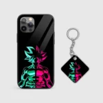 Goku Neon Silicone Armored Phone Case Front View