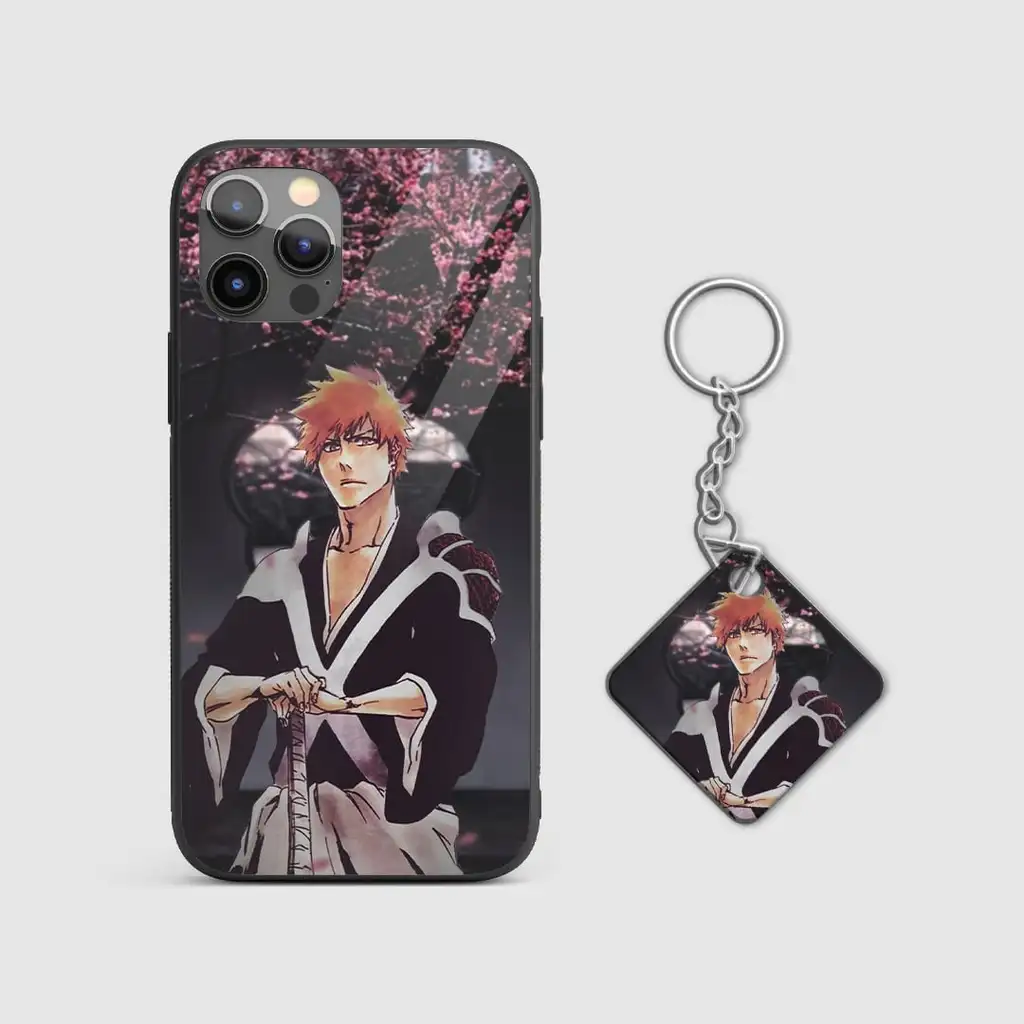 IchigoAestheticGlassPhoneCaseWithKeyChain IchigoAestheticGlassPhoneCaseWithKeyChain