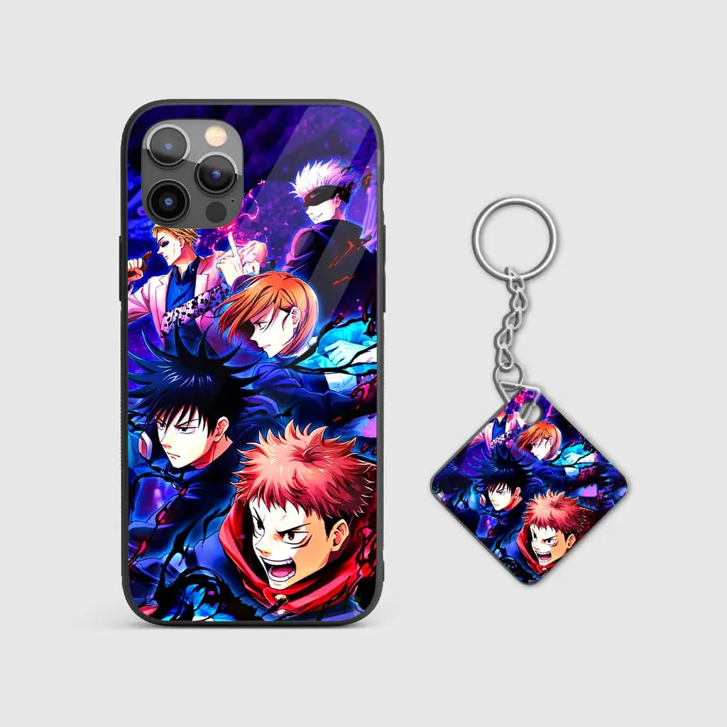 JujutsuKaisenGraphicGlassPhoneCoverwithkeychain JujutsuKaisenGraphicGlassPhoneCoverwithkeychain
