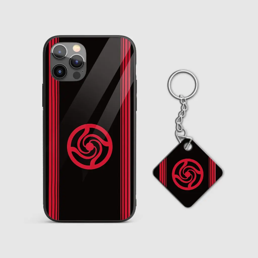 JujutsuKaisenHighRedSymbolGlassPhoneCaseWithKeychain JujutsuKaisenHighRedSymbolGlassPhoneCaseWithKeychain