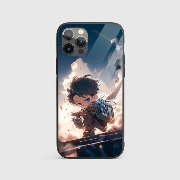 Levi Ackerman Chibi Silicone Armored Phone Case Front View Min