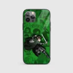 Levi Ackerman Green Silicone Armored Phone Case Front View Min