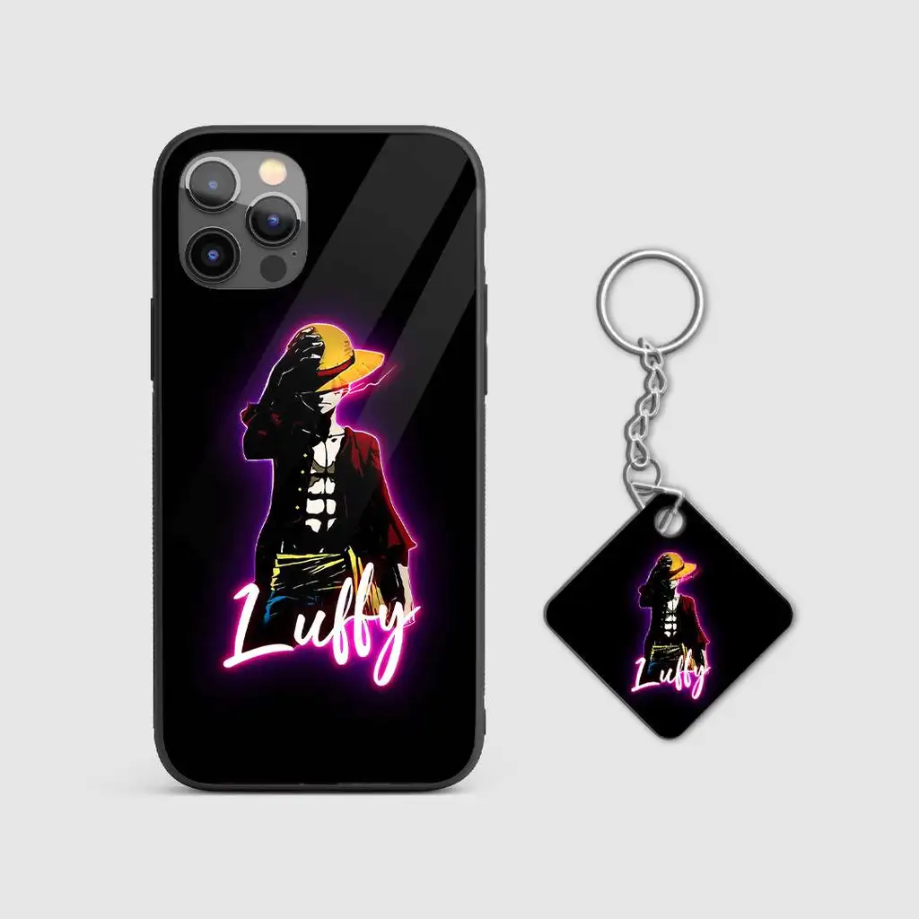 LuffyNeonLightGlassPhoneCoverwithkeychain LuffyNeonLightGlassPhoneCoverwithkeychain