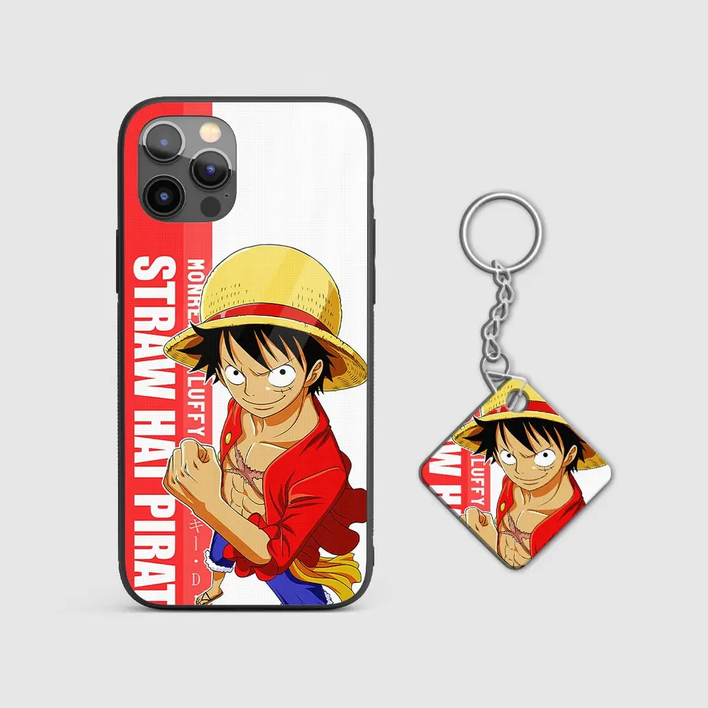 MonkeyDLuffyGraphicGlassPhonecasewithkeychain MonkeyDLuffyGraphicGlassPhonecasewithkeychain