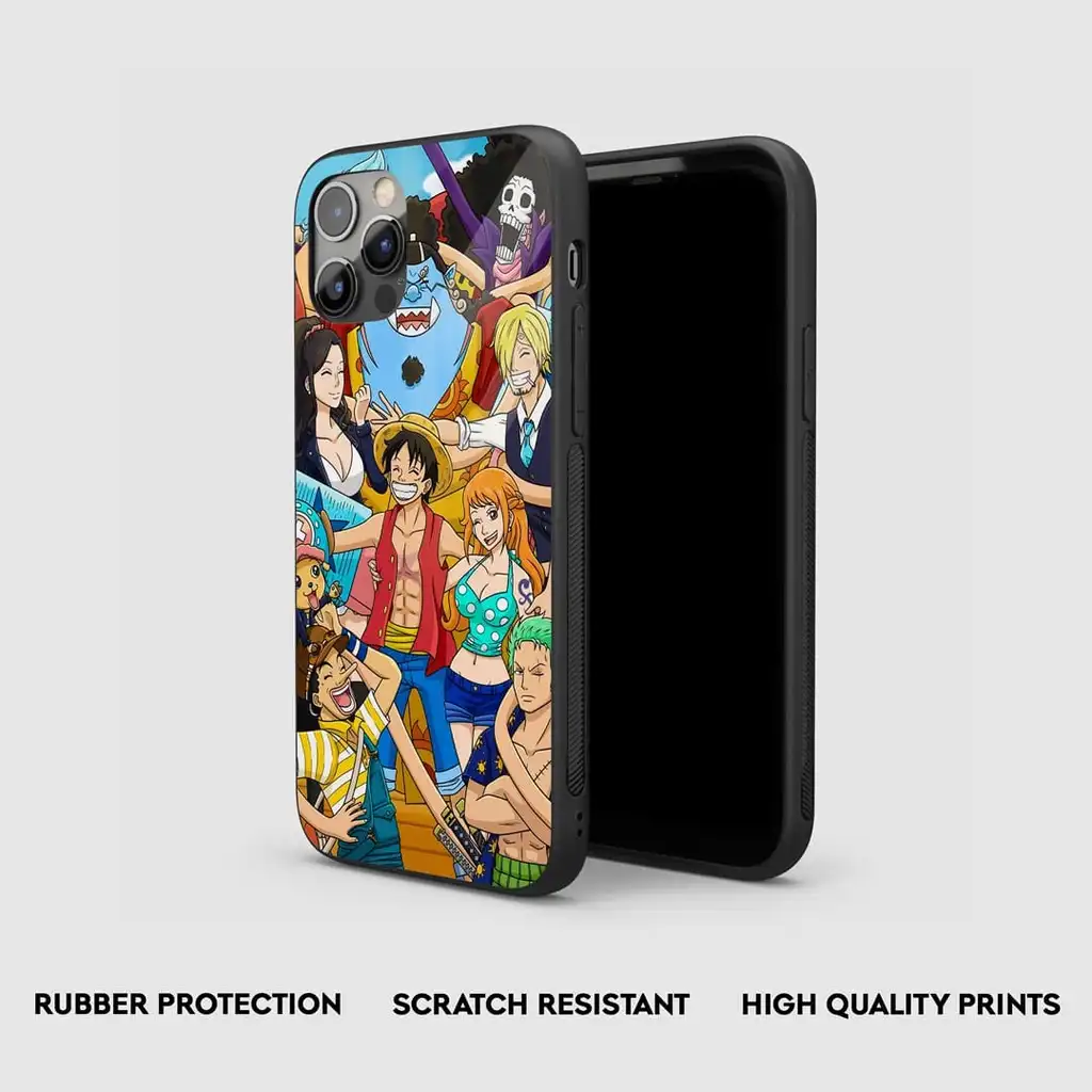 OnePieceStrawHatCrewGlassPhonecasesideview OnePieceStrawHatCrewGlassPhonecasesideview