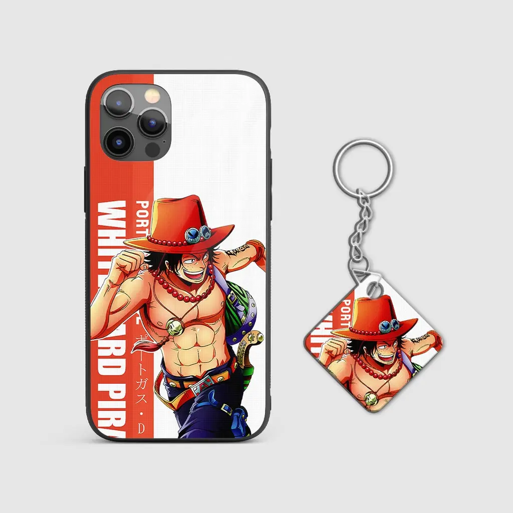 PortgasDAceGraphicGlassPhonecasewithkeychain PortgasDAceGraphicGlassPhonecasewithkeychain