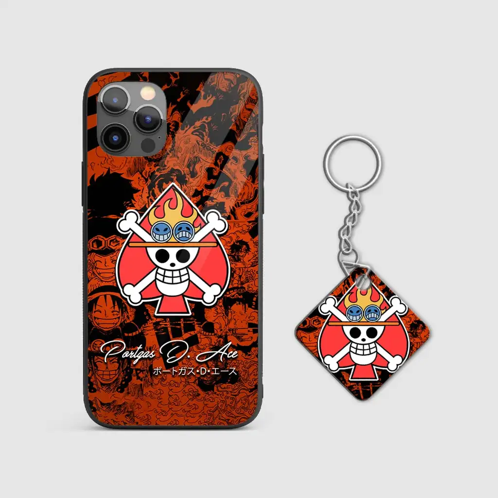 PortgasDAceSymbolDesignGlassPhoneCasewithkeychain PortgasDAceSymbolDesignGlassPhoneCasewithkeychain