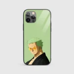 RoronoaZoroGreenAestheticGlassPhonecasebackview