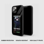 SatoruGojoNamePatternGlassPhoneCaseBackView