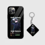 SatoruGojoNamePatternGlassPhoneCaseBackView