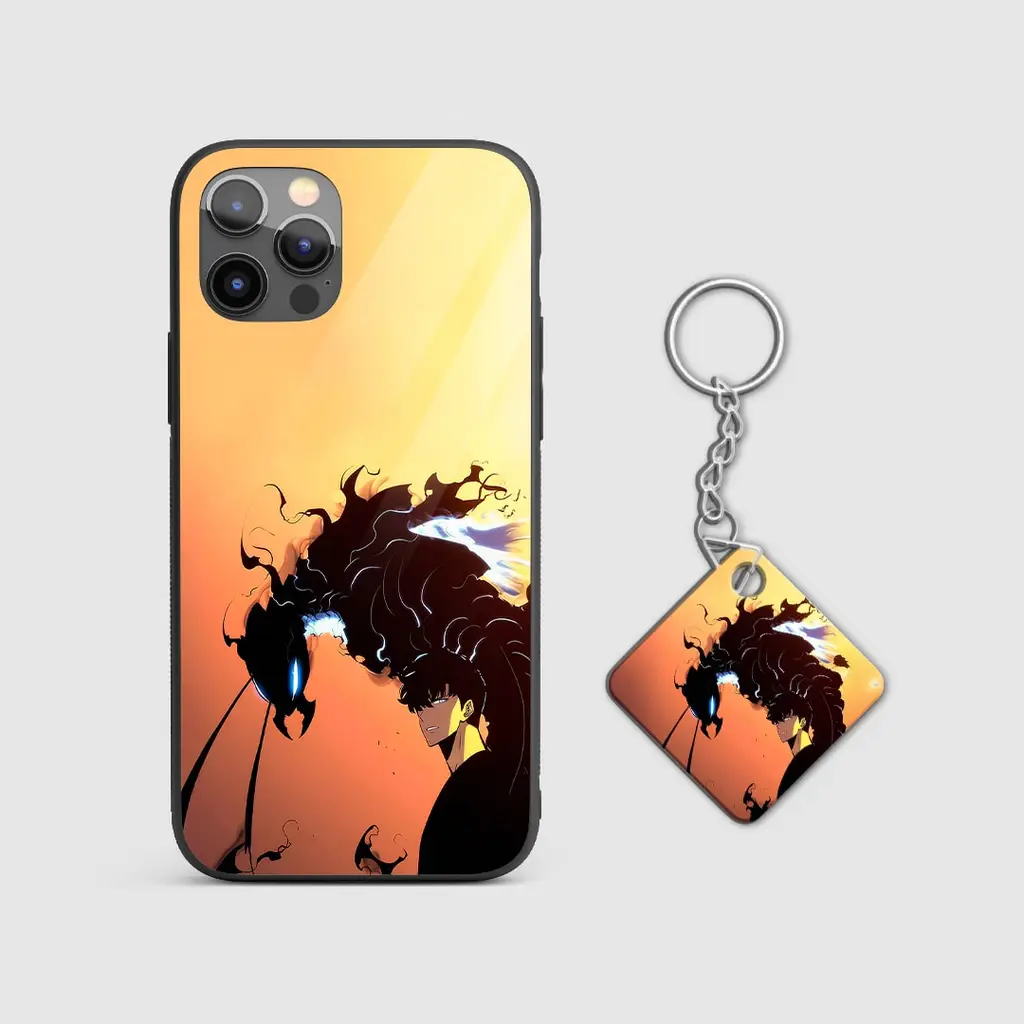 Sung Jinwoo Shadow Monarch Silicone Armored Phone Case With Keychain Min