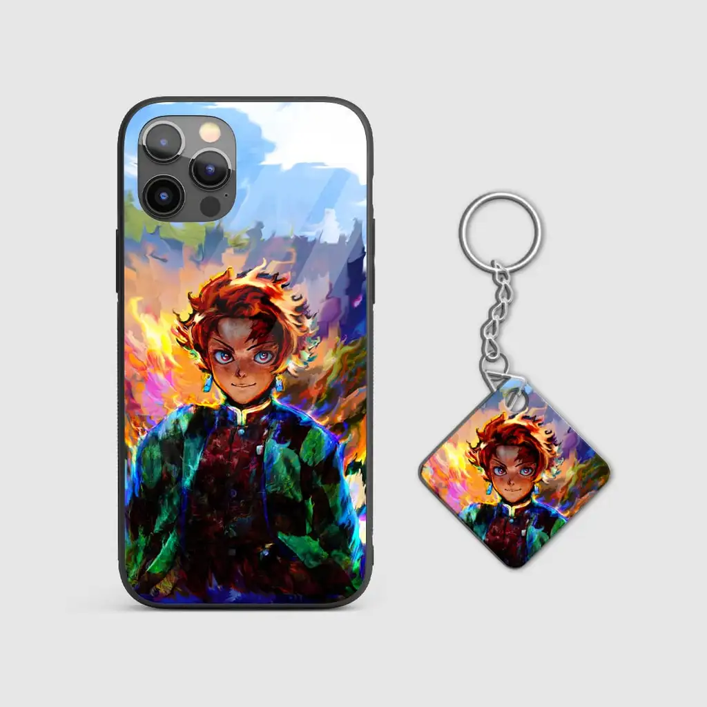 TanjiroKamadoArtGlassPhoneCaseWithKeychain TanjiroKamadoArtGlassPhoneCaseWithKeychain