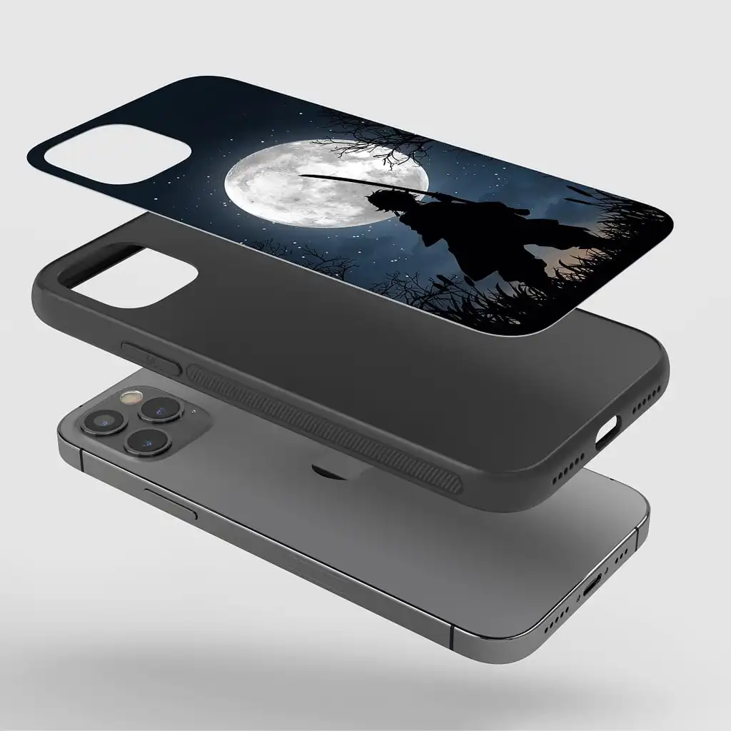 TanjiroKamadoWhiteMoonGlassPhoneCoverexploded TanjiroKamadoWhiteMoonGlassPhoneCoverexploded