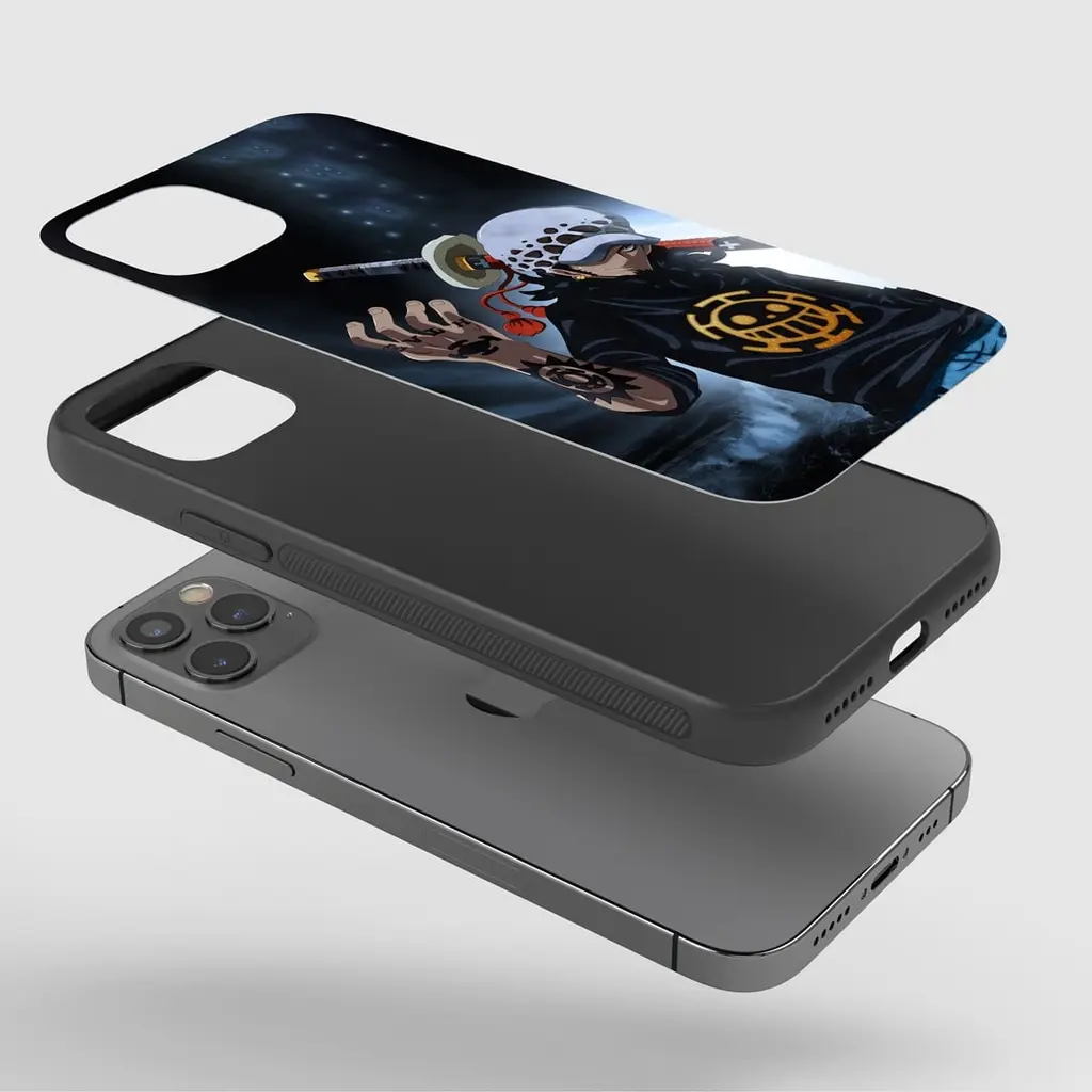 TrafalgarLawGraphicGlassPhonecaseexploded TrafalgarLawGraphicGlassPhonecaseexploded