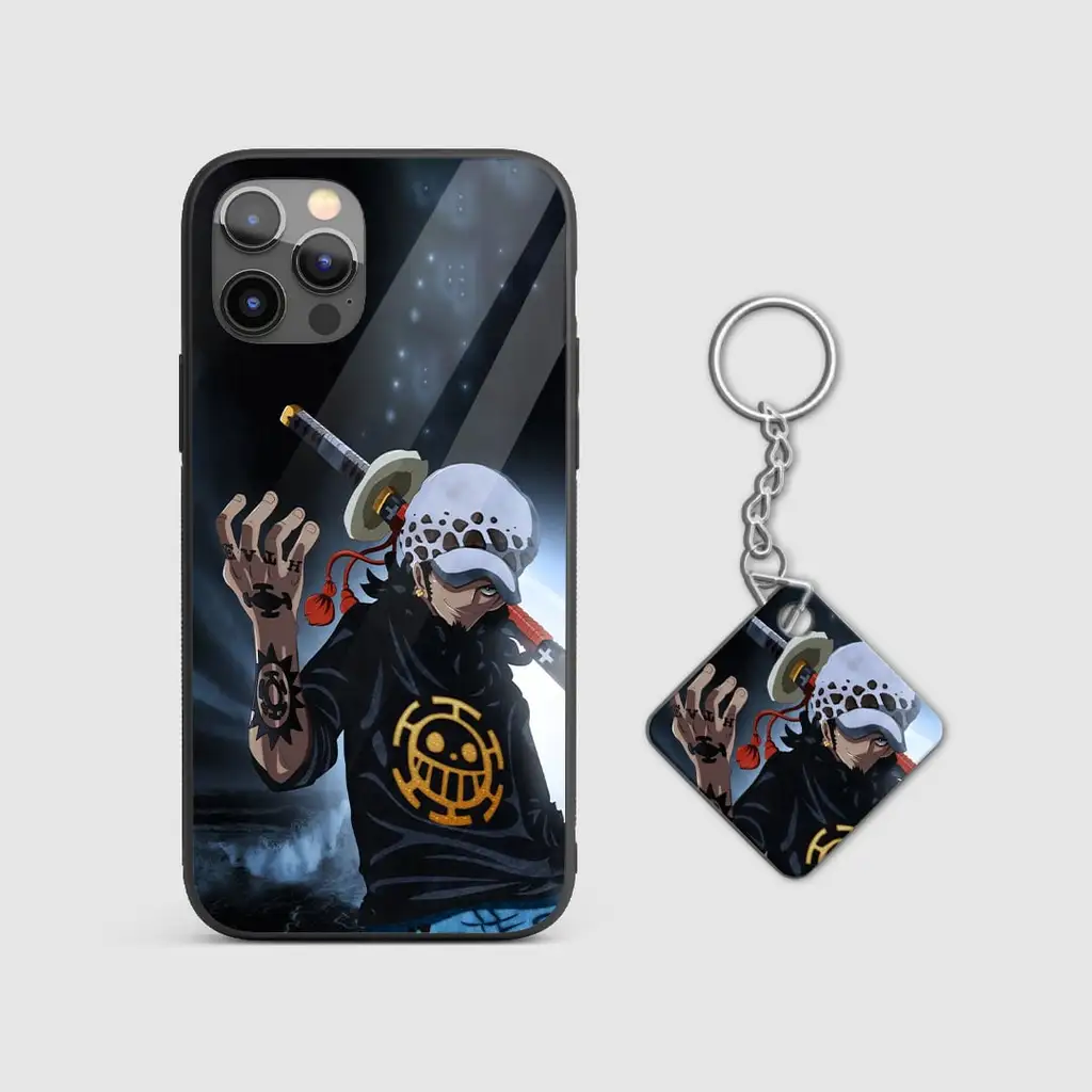 TrafalgarLawGraphicGlassPhonecasewithkeychain TrafalgarLawGraphicGlassPhonecasewithkeychain