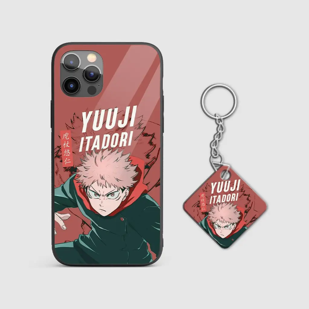 YujiItadoriActionGlassPhoneCaseWithKeychain YujiItadoriActionGlassPhoneCaseWithKeychain