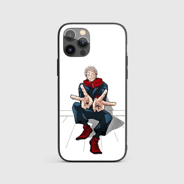 YujiItadoriWhiteGlassPhoneCaseBackView