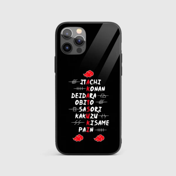 Akatsuki Character Names Silicone Armored Phone Case front view with names design.webp
