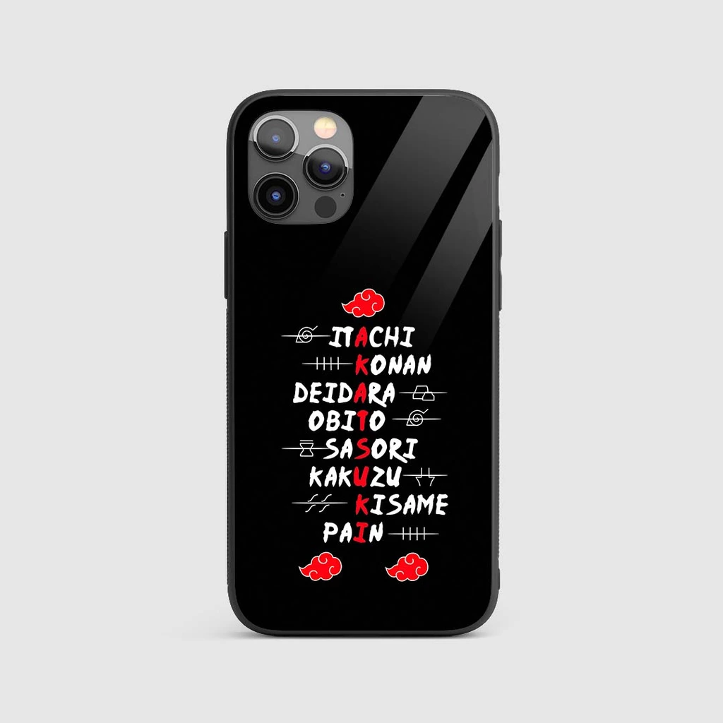 Akatsuki Character Names Silicone Armored Phone Case front view with names design.webp