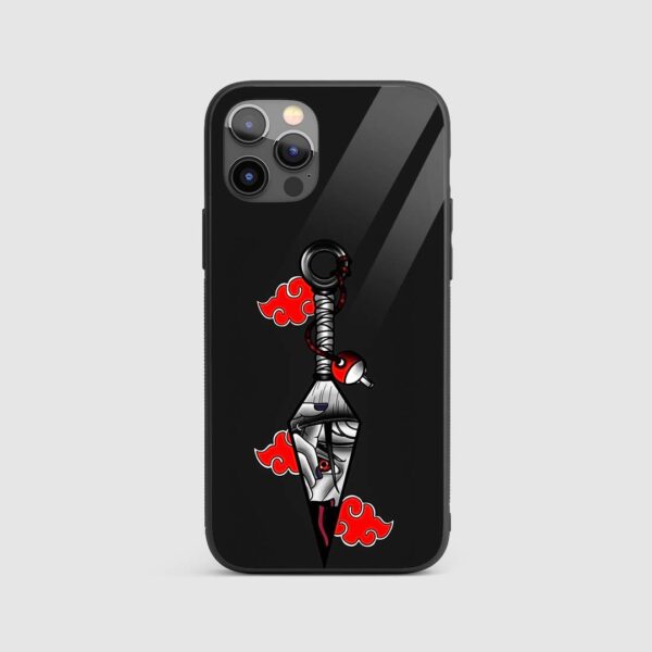 Itachi Kunai Silicone Armored Phone Case front view with Itachi holding kunai.jpg