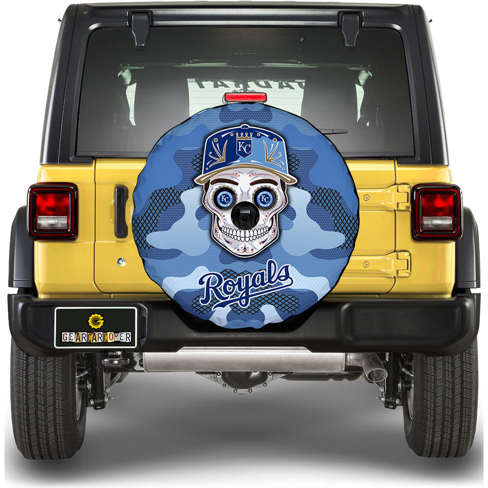 Kansas City Royals Spare Tire Covers Camera Hole Skull Theme Collection Gear Car Cover.jpg